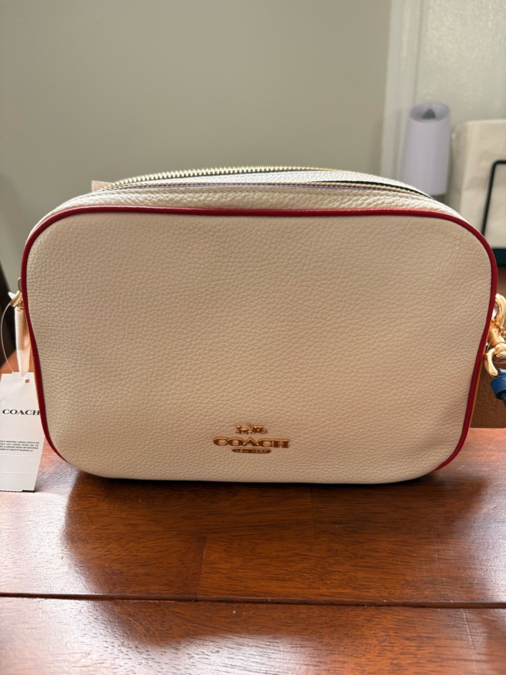 Coach Chalk Crossbody with Red Trim